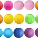 15pcs Colorful Paper Lanterns Multicolor Hanging Ball Lanterns for Birthday Wedding Bridal Baby Shower Home Office Classroom Outdoor Indoor Party Decoration (14 inch)