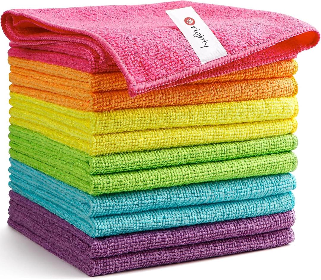 Orighty Microfiber Cleaning Cloth Pack of 12, Highly Absorbent Cleaning Supplies, Lint Free Cloths for Multiple-use, Powerful Dust Removal Clean Rags for House, Kitchen, Car Care(12x12 inch)