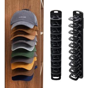 Hat Organizer for Baseball Caps For Wall, 2 Pack Cap Racks, Rack Hanger Storage Display Holder Hooks Stand for Closet Door, Hold Up to 40 Hats