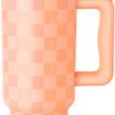 Simple Modern 40 oz Tumbler with Handle and Straw Lid | Leak-Proof Insulated Stainless Steel Water Bottle Travel Mug Cupholder Use | Gifts for Women Her | Trek Signature | Tropical Peach Checkmate