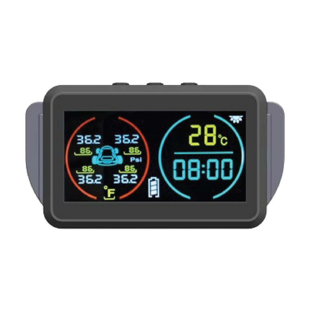 Solar Wireless TPMS - Universal Car Tire Pressure Monitor System with 4 Waterproof Sensors, LCD Display, Solar & USB Charging, 6 Alarm Types, Windshield Mount, for Cars, SUV, MPV, Sedan