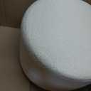 Round Ottoman Foot Stool, Boucle Small Pouf for Couch, Foam Filled Modern Foot Rest with Lightweight - Applicable to Living Room & Dorm & Outdoor, Beige