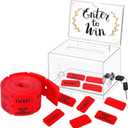 Havawish Enter to Win Raffle Ticket Box with 500 Raffle Ticket Double Roll and Slot Clear Acrylic Donation Box with Lock 6.3" x 4.7" x 3.9" Ballot Holder with 2 Keys for Game Suggestion(Red)