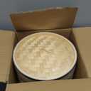 Juvale 2-Tier Steamer Pot Insert with Steel Rings - 10" x 6.5", Beige - Bamboo & Steel Stackable Basket for Rice & Dumpling Steamer for Vegetables