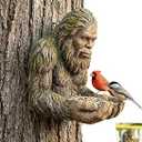Bigfoot Bird Feeder, Garden Art Sculpture with Hidden Keyhole Hanger, Waterproof Outdoor Resin Statue for Tree/ Wall Mount, Unique Wildlife Decor