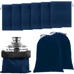 Ferraycle 6 Pcs Silver Storage Bags Anti Tarnish Storage Bag Fabric Cloth for Jewelry Silverware Protection Flatware(18 x 18 Inch,Navy Blue)