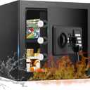 1.8 Cub Small Fire Safe for Home Use, Digital Security Safes Fireproof Waterproof with Combination Lcok and Removable Shelf, Anti-theft Fireproof Safe Box for Document Money Valuables