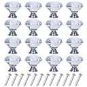 YourGift 16 Pack Drawer Knobs Diamond Shaped Crystal Glass 30mm Cabinet Knobs Pull Handles (Silver)