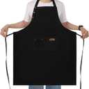 Yuubin Extra Large Aprons for Men Adjustable Button Apron with Pockets Chef Cooking Kitchen Aprons Women,Water&Oil Resistant (Black)