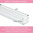 10 PCS Polycarbonate Greenhouse U Connector Profile 4ft Length, Fits 4mm Twin-Wall Polycarbonate Panels Duty Dust Rain & Moisture Protection Durabler (U Connectors 4mm-4ft), U-Clip 4 mm thick x 4 ft