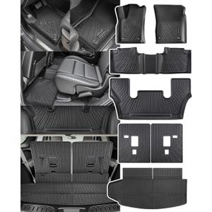 for Dodge Durango 2016-2025 2026 6 Seats Floor Mats Cargo Liner All Weather Protector Heavy Duty TPE Waterproof Anti-Slip Tech Mats for Durango 2017 2018 2019 2020 2021 2022 2023 2024 Accessories