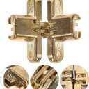Healeved 6 Pcs Concealed Cabinet Hinges 1.64X1.3 Inch Self Closing Invisible Hinges for Kitchen Furniture Silent Flat Folding Hardware