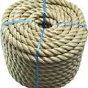 LABLT 1 inch Twisted ProManila Rope Cordage, 100 feet UnManila 3 Strand Synthetic Polypropylene Rope Tan Thick Polypropylene Cord for Indoor Outdoor Use, Tug of War, Marine