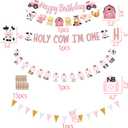 Pink Cow Party Decorations 148PCS Cow Balloons Garland Include High Chair Banner Boxes Cutout MOO MOO Banners for Boys Girls Farm Animal Themed Baby Shower Birthday Party Decorations Supplies