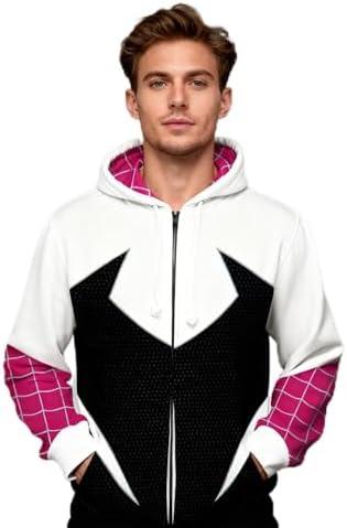 FINASKASU Spider Costumess for Adult Superhero Zip-Up Hoodie Long Sleeve Jacket Sports Casual Style, Large