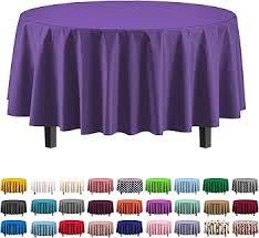 8-Pack Premium Plastic Tablecloth 84in. Round Table Cover - Purple