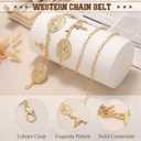 WHIPPY Western Metal Concho Belt for Women Vintage Cowgirl Boho Turquoise Chain Belts for Dresses Jeans (Gold, M)
