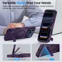 LEKEVO for iPhone 17 Pro Case with Stand, Compatible with MagSafe, Camera Lens Protector, Translucent Matte Slim Silicone Shockproof Magnetic Phone Cover, Purple