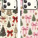 Vulfwela 2 Pack Merry Christmas Tree Bow Phone Case for iPhone 17 Pro Max Case 6.9", Cute Xmas Star Pattern Design Phone Cover Hard PC Shockproof Soft TPU 2-in-1 Matte Protection Funda for Girls Women