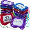 Bedwina Mini Magnetic Drawing Board for Kids - (Pack of 12) Backpack Keychain Clip Drawing Boards, Erasable Doodle Sketch Writing Pad Boys & Girls, Birthday Kids Party Favors