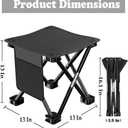 2 Pcs Lightweight Folding Camping Stool, 14 Inches, Black | Camping Chair Seats, Side Pocket, Carry Bag, Outdoor Hiking, Fishing, Picnic, Beach, Lawn Party, 14.17" x 14.17" x 11.8"
