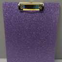 Glitter Acrylic Clipboard Decorative Standard A4 Letter Size 12.2" x 8.7", Fashion Bling Clip Boards with Designed Low Profile Gold Clip for Classroom Office - Purple