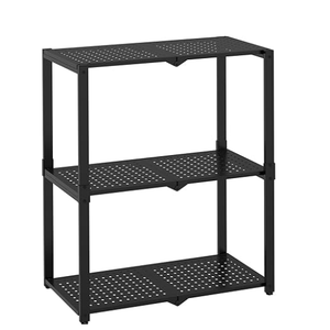 3-Shelf Storage Shelving Unit Metal Rack Heavy-Duty 28"x13.5"x33.5" for Garage, Kitchen and Bedroom Layers Increased Black