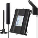 RV Cell Phone Signal Booster Car Truck RV Cell Phone Booster Car Vehicle SUV Support All Carriers AT&T T Mobile Verizon Signal Booster Car Cell Booster for RV 5G 4G LTE 3G Band 13/12/17/5/4/66/2/25 (Black)