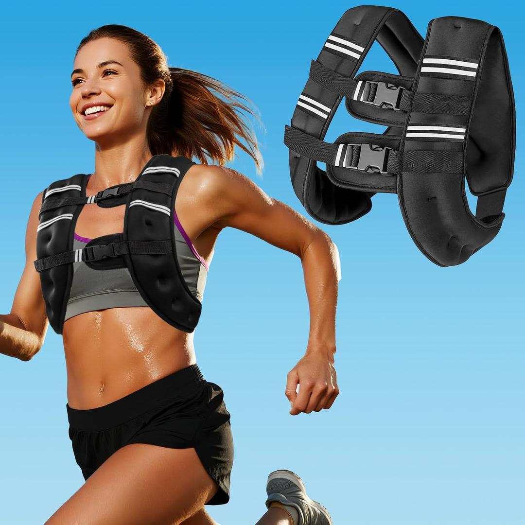 Zikopomi Weighted Vest Woman Man, 12Lb Weight Vest with Reflective Stripes for Workout, Strength Training, Running, Fitness, Muscle Building, Weight Loss, Rucking Vest