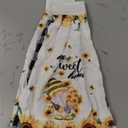 Sratte 4 Pcs Sunflower Hanging Kitchen Towels Hand Towels with Hanging Loop Summer Buffalo Plaid Gnomes Sunshine Dish Towels Bath Absorbent Oven Stove Wash Cloth for Home Decorative Housewarming Gift (Yellow)