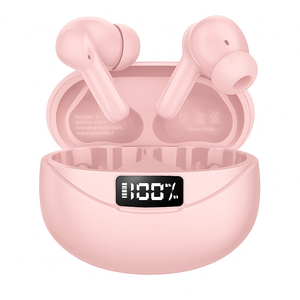 Beniduck Wireless Earbuds Bluetooth 5.3 Headphones HiFi Stereo, Wireless Earphones with Noise Cancelling Mic, 50H Playback Ear Buds with LED Digital Display for iOS/Andriod Rose Gold
