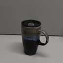 Bosmarlin Ceramic Travel Coffeel Mug with Handle and Lid, 18 oz, Portable Coffee Cup for Car Cup Holder, Microwave and Dishwasher Safe, Reactive Glaze (Grey) (Gray)