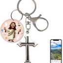 Inspirational NFC Christian Keychain with Scripture Card, Tap with Your Phone to Get Daily Bible Verse (Jesus V Gesture)