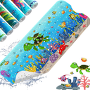 Baby Bath Mat for Tub Non Slip Kids,  Extra Long Cartoon Bathtub Mat Non Slip Kids Shower Mat Eco-Friendly Toddler Bath Mats with Suction Cups, Machine Washable, Sea Turtle