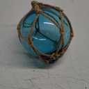 Japanese Glass Fishing Fish Net Float Buoy Tiki Decor , Light Blue