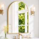 Arched Wall Mirror 38x26 Inch Gold Bathroom Vanity Mirror with Metal Frame, Modern Arch Mirror for Bedroom, Living Room, Entryway, Wall Mounted Decorative Mirror