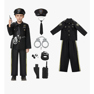 LumiParty Police Costume for Kids, Police Officer for Boys with Costume-Shirt, Pants, Hat,Belt, Role Play Kit for Boys Girl, Size M