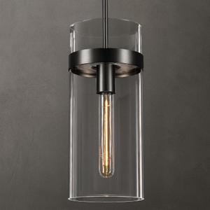 6 Inch Black Pendant Lights Kitchen Island,Modern Kitchen Pendant Lights,Glass Kitchen Pendant Lighting,Large Island Lights Lighting, for Bathroom, Bedroom, Dinning, Includes Bulb, Black Pendant Light 0011