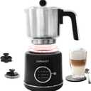 Stainless Steel Milk Frother for Coffee, 3-in-1 Electric Milk Warmer & Foam Maker, 12oz Hot Cold Frothing, Thick Foam for Macchiatos, Cappuccinos (Black)