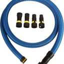 Cen-Tec Systems 95204 10 Ft. Antistatic Vacuum Hose for Shop Vacs with Expanded Multi-Brand Power Tool Adapter Set, Blue