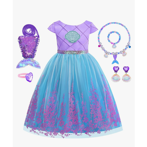Mermaid Dress for Girls Princess Costumes for Halloween Cosplay Fancy Dress Up Party Birthday Outfit 3t/100