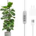 LORDEM Bamboo Grow Light, Full Spectrum LED Plant Grow Light, Height Adjustable Growing Lamp with Auto Timer 4H/8H/12H, 4 Dimmable Levels, Ideal for Large Tall Plants