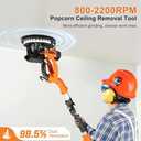 Drywall Sander, 1000W Popcorn Ceiling Removal Tool, Automatic Drywall Sander with Vacuum Dust Collection, LED Light, 6 Variable Speed 800-2200RPM,15Pcs Sanding Discs, Foldable & Extendable Handle (Orange Red)