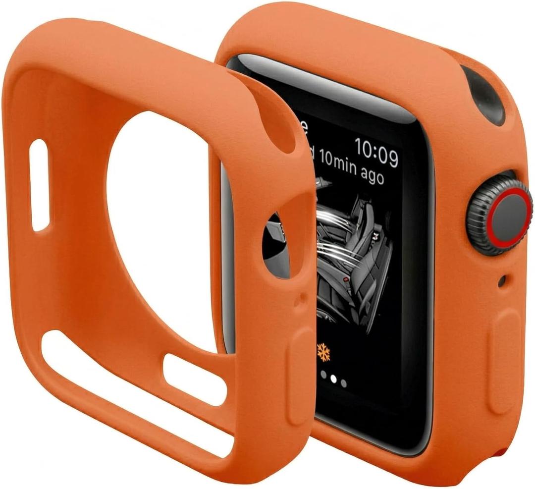 Slim Bumper Case Compatible with Apple Watch, Soft Silicone TPU Protective Cover, Rugged Frame with Open Screen Design Protector for iWatch Series Ultra 3/2/1, 49mm (Orange)