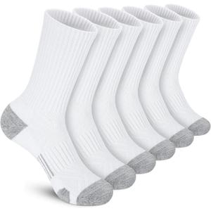 Felicigeely Athletic Crew Socks Cushion Running Socks Performance Breathable Sports Socks for Men (12-14, White)