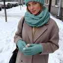 2 x Aneco Winter Warm Knitted Scarf Beanie Hat and Gloves Set Men & Women's Soft Stretch Hat Scarf and Mitten Set (Blue)