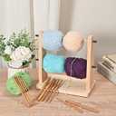 Sparkle Race Wooden Yarn Holder, Double Revolving Storage for Knitting & Crochet Supplies, Horizontal Wood Ball Holder With 12 Bamboo Hooks
