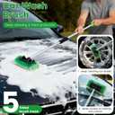 Car Wash Brush with Long Handle, 60'' Soft Bristle Cleaning Brush, Car Cleaning Brushes, Carwash Brushes for SUV, RV, Boat, Truck, House Siding, Sweep Snow, Green