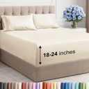 Extra Deep Pocket Queen Sheet Set - 4 Piece Breathable & Cooling Bed Sheets - Hotel Luxury Sheet Set - Soft, Wrinkle Free and Comfy - Easily Fits Extra Deep Mattresses - Deep Pocket Off White Sheets