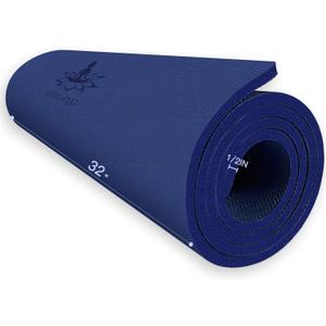 Hatha Yoga Extra Thick TPE Yoga Mat - 72"x 32" Thickness 1/2 Inch -Eco Friendly SGS Certified - With High Density Anti-Tear Exercise Bolster For Home Gym Travel & Floor Outside, Blue